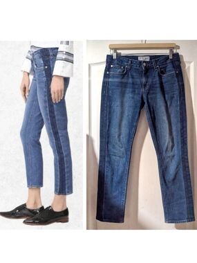 Derek Lam 10 Crosby | Mila Distressed Mid-Rise Girlfriend Jeans in Patchwork